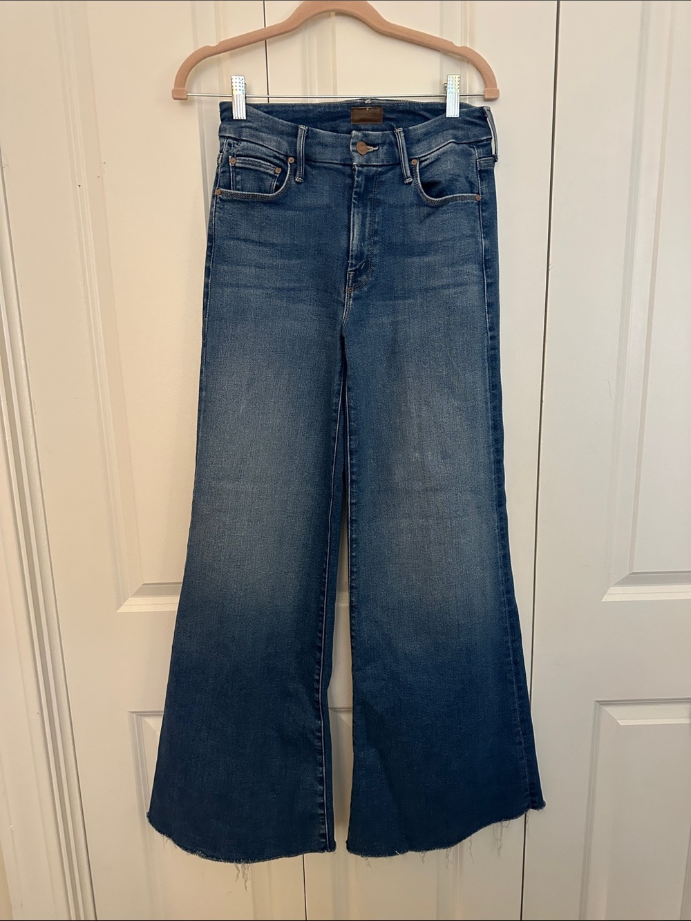 MOTHER The Roller Fray Wide Leg Jeans – Work Hard Play Hard – Size 25 - Picture 2 of 10